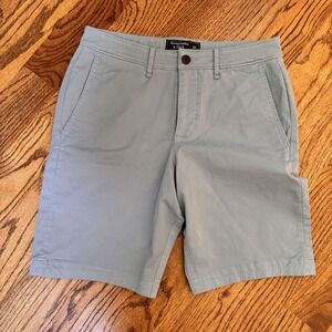 Abercrombie & Fitch Mens Chino Shorts Blue Gray Flat Front Size 28 9" Inseam